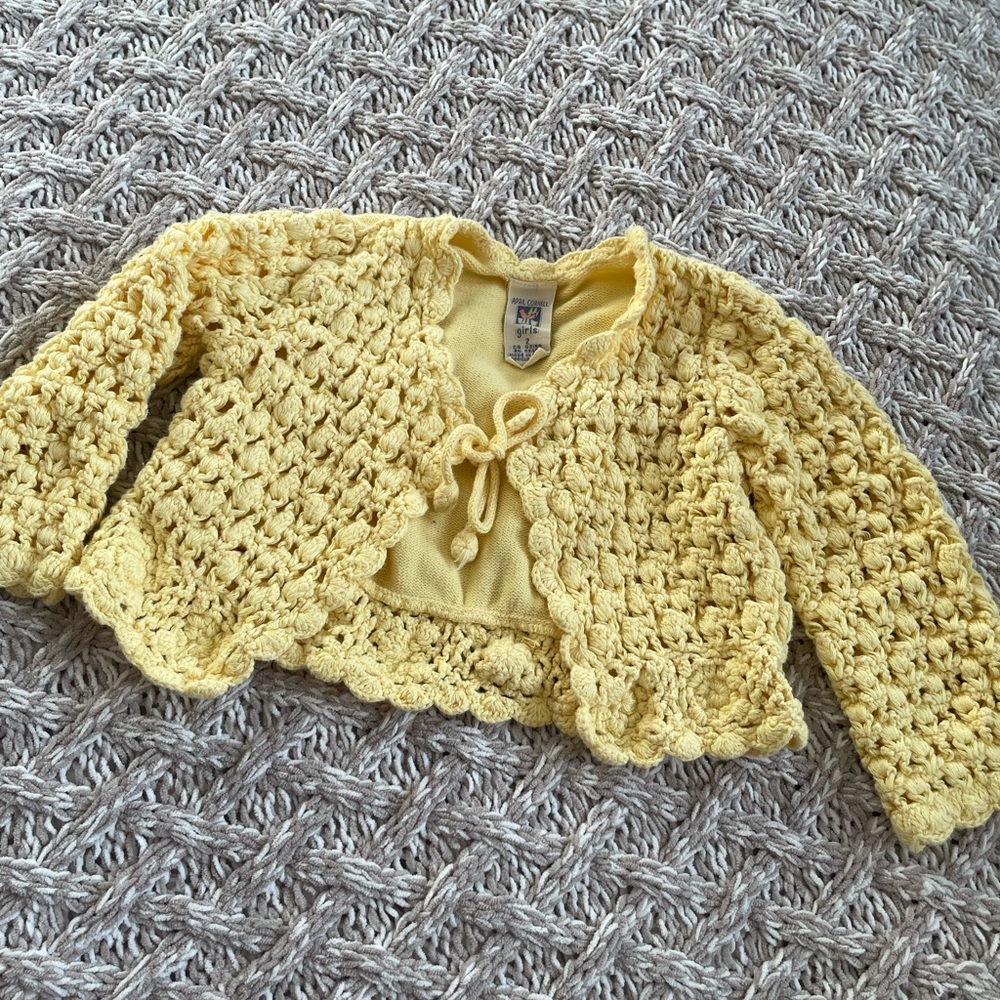 April Cornell | Girls yellow knit cardigan | 100% cotton